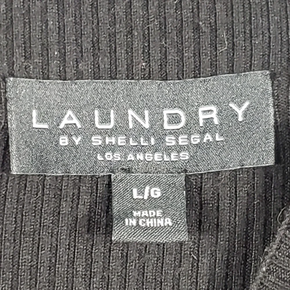 Laundry by Shelli Segal Women Black Ribbed Mock Neck Sweater L Professional Chic